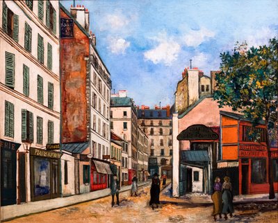 Rue Bayen Pariisissa, n. 1915 (öljy kankaalle) tekijältä Maurice Utrillo