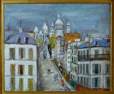 Rue Chappe, Montmartre, n. 1937 (öljylevy) tekijältä Maurice Utrillo