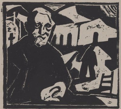 istuva mies tekijältä Maurits de Groot (signed by artist)