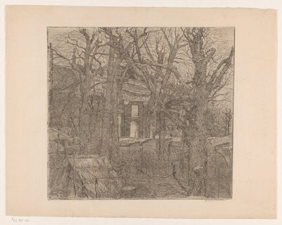 Puut talon ympärillä Puutarha Amsterdamissa (alkuperäinen nimi) tekijältä Maurits van der Valk (signed by artist)