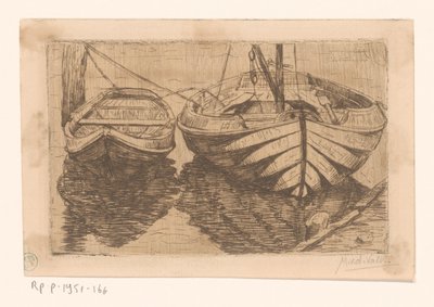 Soutuvene ja purjevene tekijältä Maurits van der Valk (signed by artist)