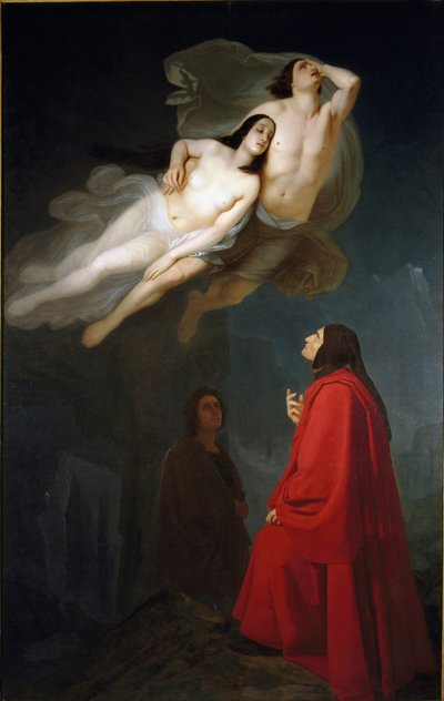 Dante ja Virgil tapaavat Francesca da Riminin ja hänen lankonsa Paolo Malatestan, jotka ovat syyllistyneet aviorikokseen, himon piirissä alamaailmassa.Dante ja Virgil tapaavat Francesca da Riminin ja hänen lankonsa Paolo Malatestan, jotka ovat syyllistynee tekijältä Maurizio Frascheri