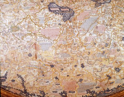 Venäjän näkymä Yksityiskohta maailmankartan (mappamundi) veljen Mauruksen (Mauro) kamaldoli 1459 Biblioteca Marciana, Venetsia tekijältä Mauro Fra