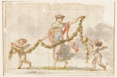 Piirustus, seinämaalaus, n. 1820 tekijältä Mauro Gandolfi