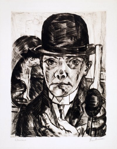 Omakuva keilahatulla. Max Bechmannin kaiverrus (1884-1950) tekijältä Max Beckmann