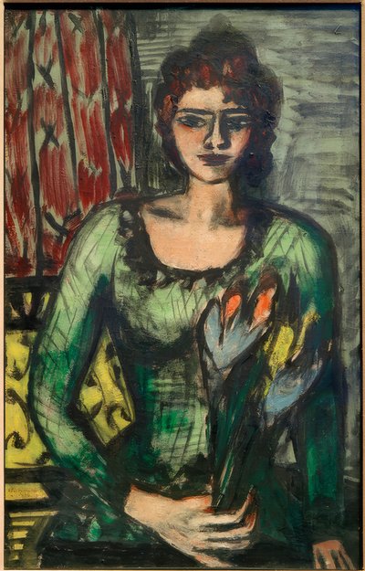 Muotokuva Quappista vihreässä puserossa tekijältä Max Beckmann