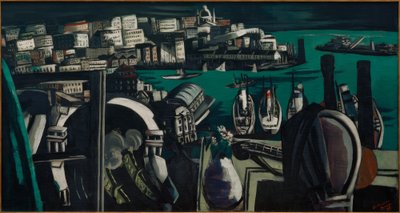 Näkymä Genovasta: Genovan satama tekijältä Max Beckmann
