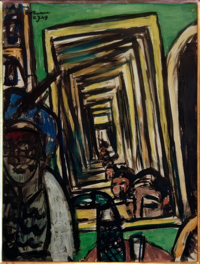 Kahvilan sisustus pelipeilillä tekijältä Max Beckmann