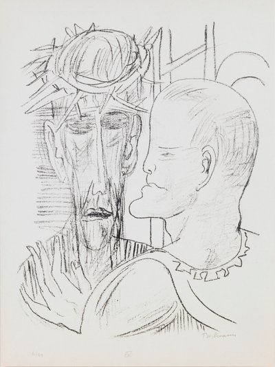 Kristus ja Pilatus, levy 15 portfoliosta "Päivä ja unelma" tekijältä Max Beckmann