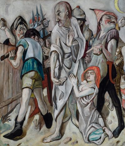 Kristus ja aviorikoksesta vangittu nainen tekijältä Max Beckmann