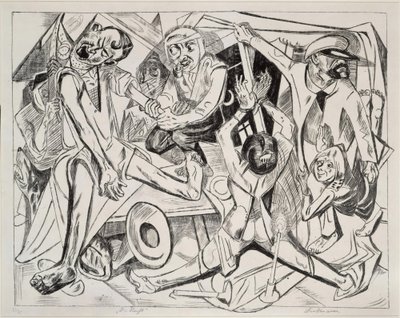 Yö (lehti 7 sarjasta "Helvetti") tekijältä Max Beckmann