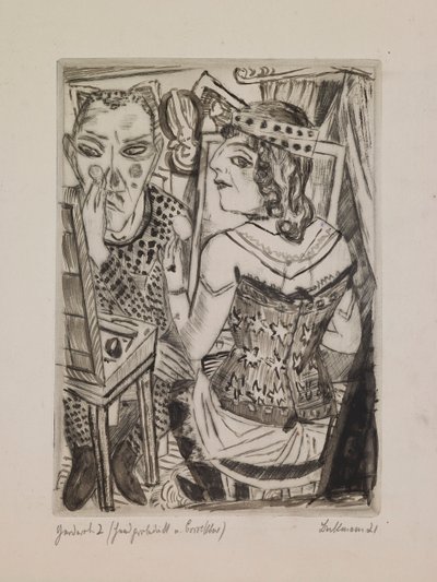 Pukuhuone, levy 2 portfoliosta "Vuosimessut" tekijältä Max Beckmann