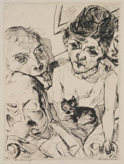 Ilta (Omakuva Battenbergien kanssa), levy 10 portfoliosta "Kasvot" tekijältä Max Beckmann