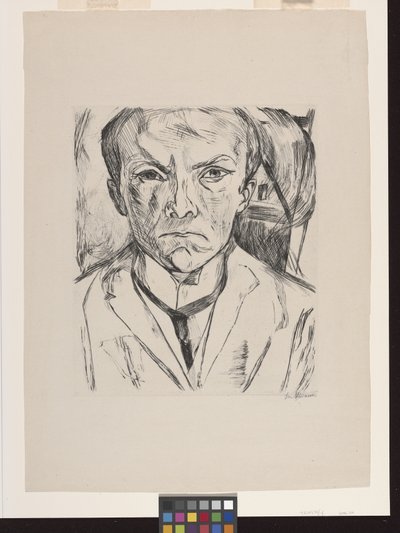 Edessä omakuva talon päädyllä taustalla tekijältä Max Beckmann