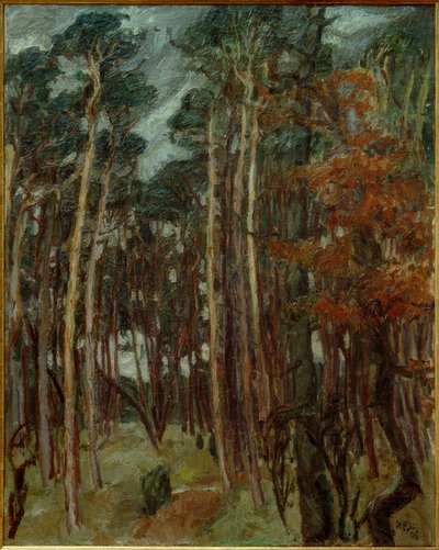 Hermsdorfer Wald harmaana päivänä tekijältä Max Beckmann