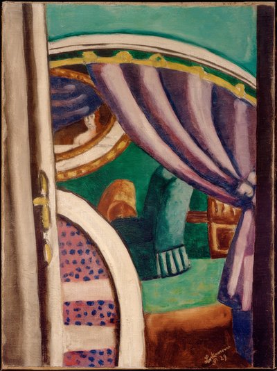 Violetti sisustus (vihreä nojatuoli) tekijältä Max Beckmann