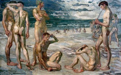 Nuoret miehet meren rannalla tekijältä Max Beckmann