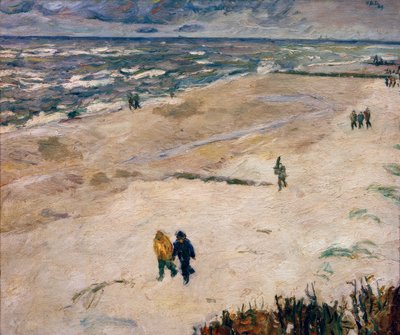 Ihmiset töiden jälkeen meren rannalla (Wangeroogen rannalla) tekijältä Max Beckmann
