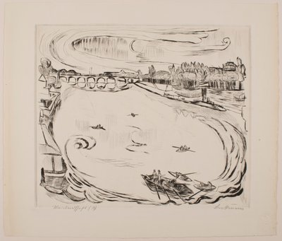 Main River Landscape, levy 6 portfoliosta "Faces" tekijältä Max Beckmann