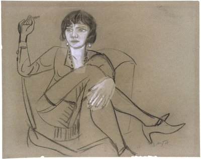 Quappi klubituolissa tupakoimassa tekijältä Max Beckmann