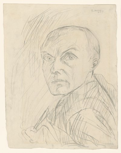 Omakuva vasemmalle kääntyneenä puoliprofiilissa tekijältä Max Beckmann