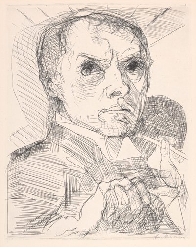 Omakuva piirtimen kanssa tekijältä Max Beckmann
