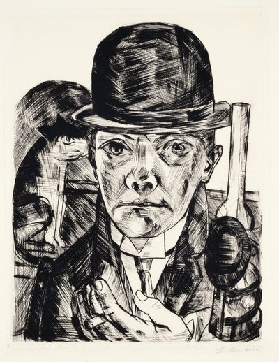Auto-retrato com hatfinnish tekijältä Max Beckmann