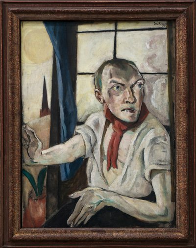 Omakuva punaisella huivilla tekijältä Max Beckmann