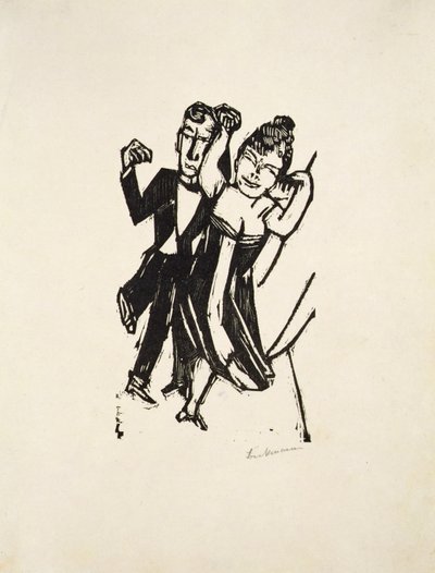 Pieni tanssiva pari (puupiirros) tekijältä Max Beckmann
