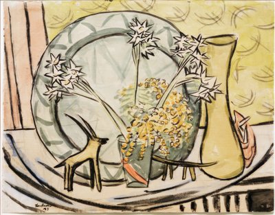 Asetelma Kaurisin ja narsissien kanssa tekijältä Max Beckmann
