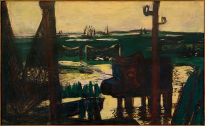 Waddenzeen vihreä ja musta ja keltainen tekijältä Max Beckmann