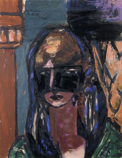 nainen, jolla on naamio; nainen naamiolla tekijältä Max Beckmann