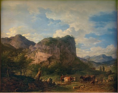 Lehmät kallion edessä lähellä Oberaudorfia tekijältä Max Joseph Wagenbauer