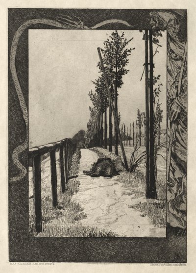 Tässä on Tode I, Opus I, 1889 No. 4. tekijältä Max Klinger