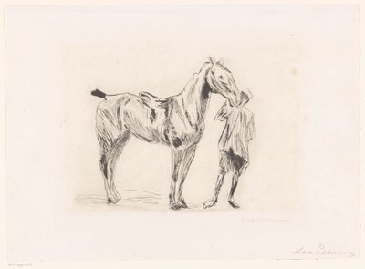Mies ratsastushevosen kanssa tekijältä Max Liebermann (signed by artist)