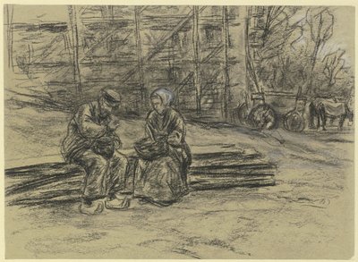Työläinen syömässä lounastaan tekijältä Max Liebermann