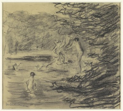 Kylpevät pojat metsälammessa tekijältä Max Liebermann