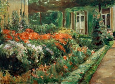 Kukkivat pensaat itäpuolella sijaitsevan puutarhavajan luona. tekijältä Max Liebermann