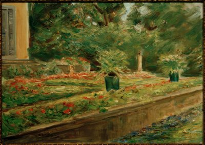 Wannseen puutarhan kukkaterassi luoteeseen päin. tekijältä Max Liebermann