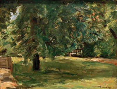 Puutarhapenkki kastanjan alla Wannseen puutarhassa tekijältä Max Liebermann