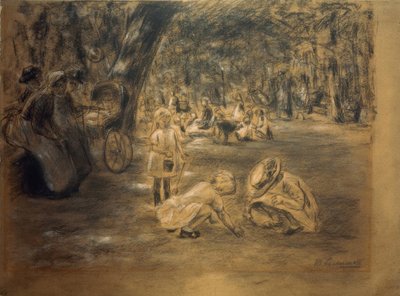 Lasten leikkipaikka eläintarhassa tekijältä Max Liebermann