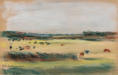 Maisema laiduntavien lehmien kanssa. 1908 tekijältä Max Liebermann