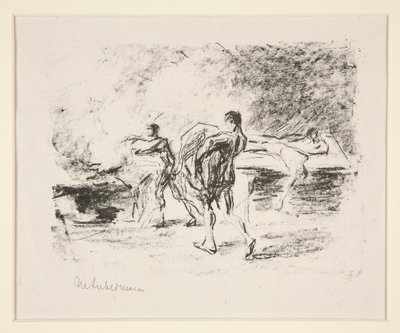 Ruumiiden tuhkaus Goethen Bassompierreen (polttohautauskohtaus) tekijältä Max Liebermann