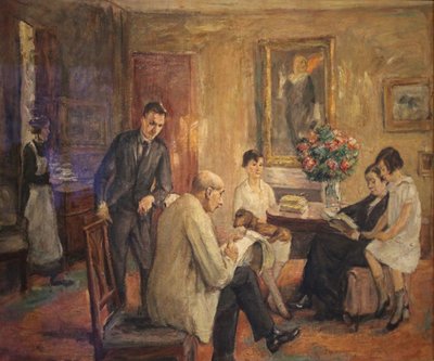 Liebermannin perhe. Taiteilija piirtää perheensä piirissä. tekijältä Max Liebermann