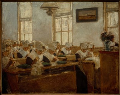 Nähschule - Arbeitssal im Amsterdamer Waisenhaus tekijältä Max Liebermann