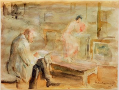 Omakuva mallin kanssa Wannsee-huvilan studiossa tekijältä Max Liebermann