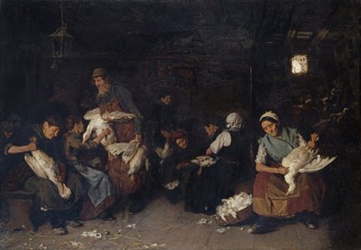Naiset kynivät hanhia, 1872 tekijältä Max Liebermann