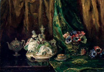 "Asetelma posliinilla ja kukilla", 1900-luku. tekijältä Max Müller