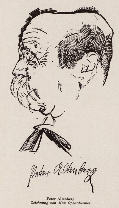 Peter Altenberg, itävaltalainen kirjailija ja runoilija (litografia) tekijältä Max Oppenheimer
