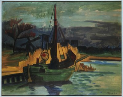 Kalastusveneitä rannalla/ 1923 tekijältä Max Pechstein